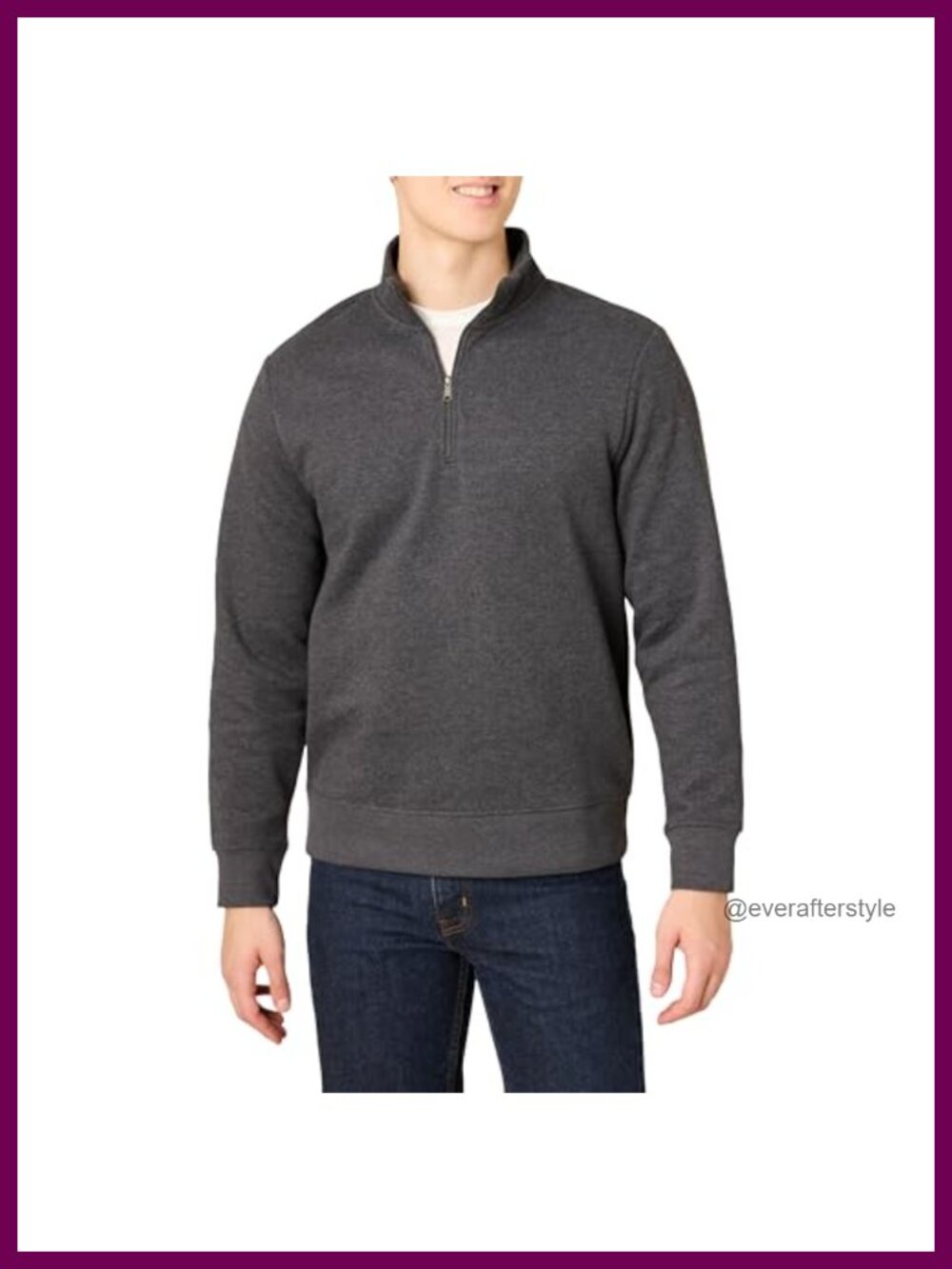 Mens Regular Fit Quarter-Zip Fleece Pullover Sweatshirt Mock Neck Midweight